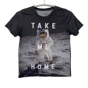 MIGHTY FINE | Astronaut Themed “TAKE ME HOME” Dark Gray Shirt, Small